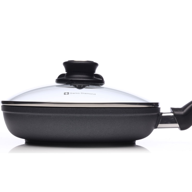 Swiss Diamond 8" Non-Stick Aluminum Fry Pan with Glass Lid