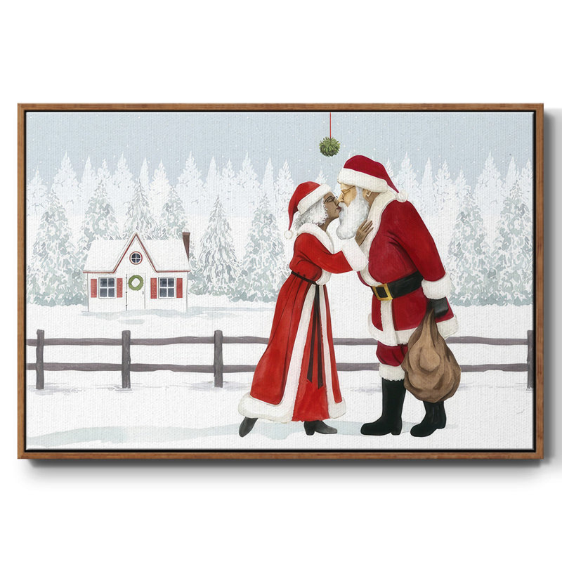 Toile tendue avec châssis en A, collection Christmas Love, H 17 po x l 25 po x P 1,5 po, Cadre flottant noyer