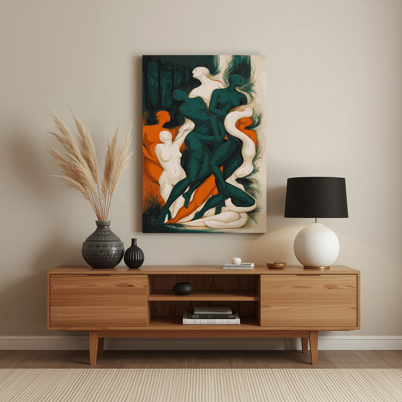 Abstrait art figuratif vert en métal 70, H 12 po x l 18 po