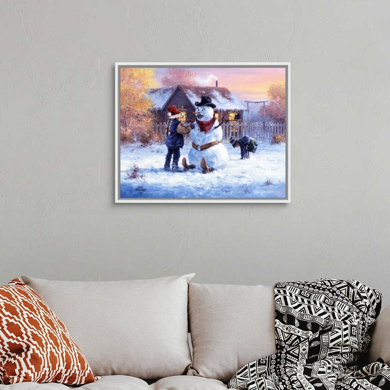 «Gonna Be in Trouble» par Jack Sorenson - reproduction d'art sur toile, H 26 po x l 32 po x P 1,75 po, Cadre blanc