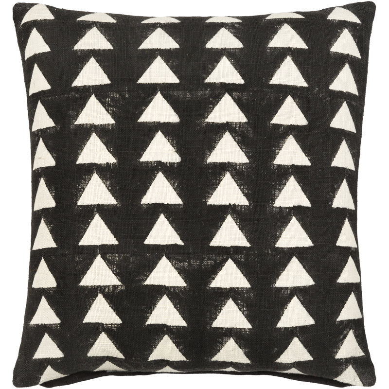 Clarisse Black and Cream Geometric Cotton Throw Pillow 20" x 20"