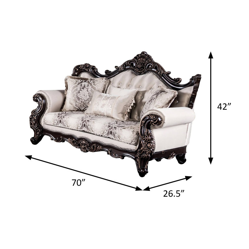 Causeuse l 70 po, cerisier foncé / beige