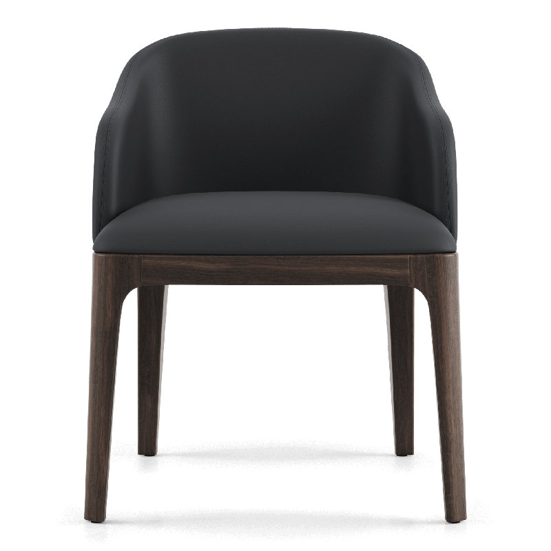 Chaise de salle d'attente en cuir Milburr l 23 po avec structure en bois, Bronze