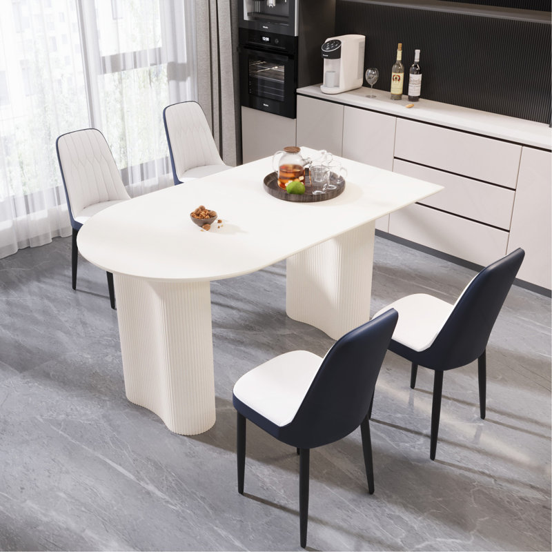 Ensemble de table de salle à manger en bois aggloméré 63 po de style médiéval et moderne 63 po. Assemblez l'ensemble de chaises de bureau et de pieds en métal noir, convenant à la maison et à la cuisine
