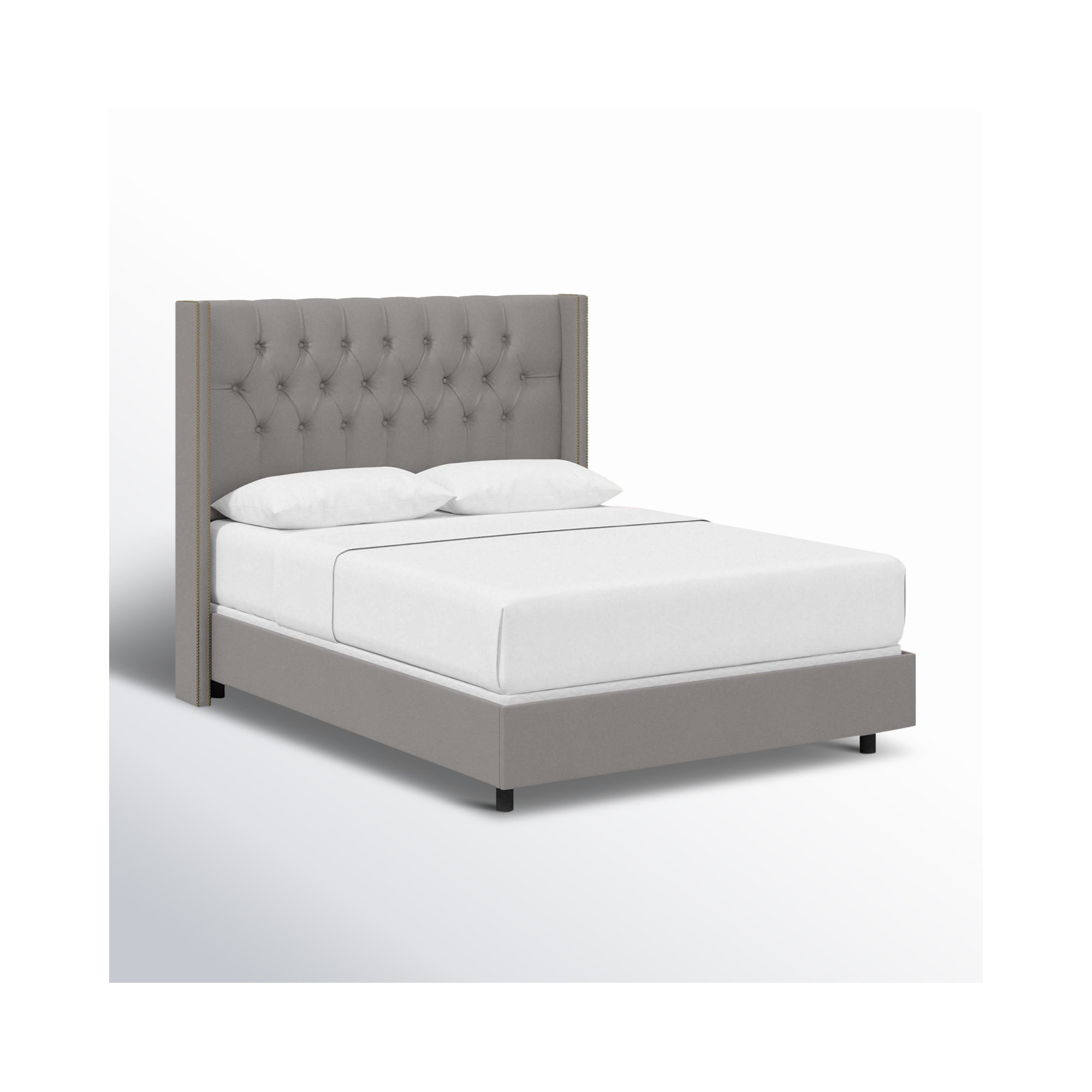 Breckin Upholstered Wingback Bed, Classic Otter Performance Velvet, King