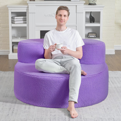  Fauteuil à billes 45 po avec grand dossier et fauteuil à billes rembourré pour lire, jouer, mauve