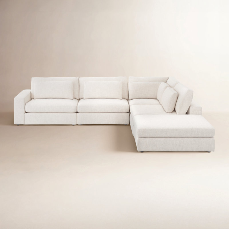 Dolan 5 - Piece Upholstered Modular Chaise Sectional, Right Arm Facing, Landale Charcoal Textured Basketweave