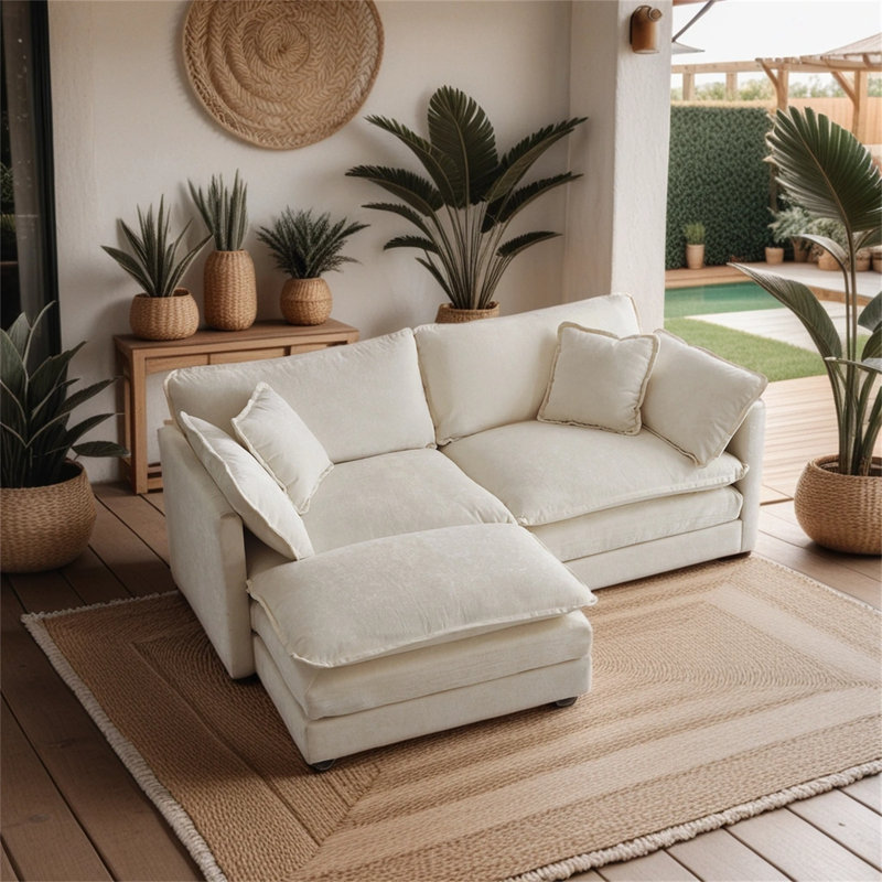 Hayk Upholstered 70'' Sofa, Beige Chenille