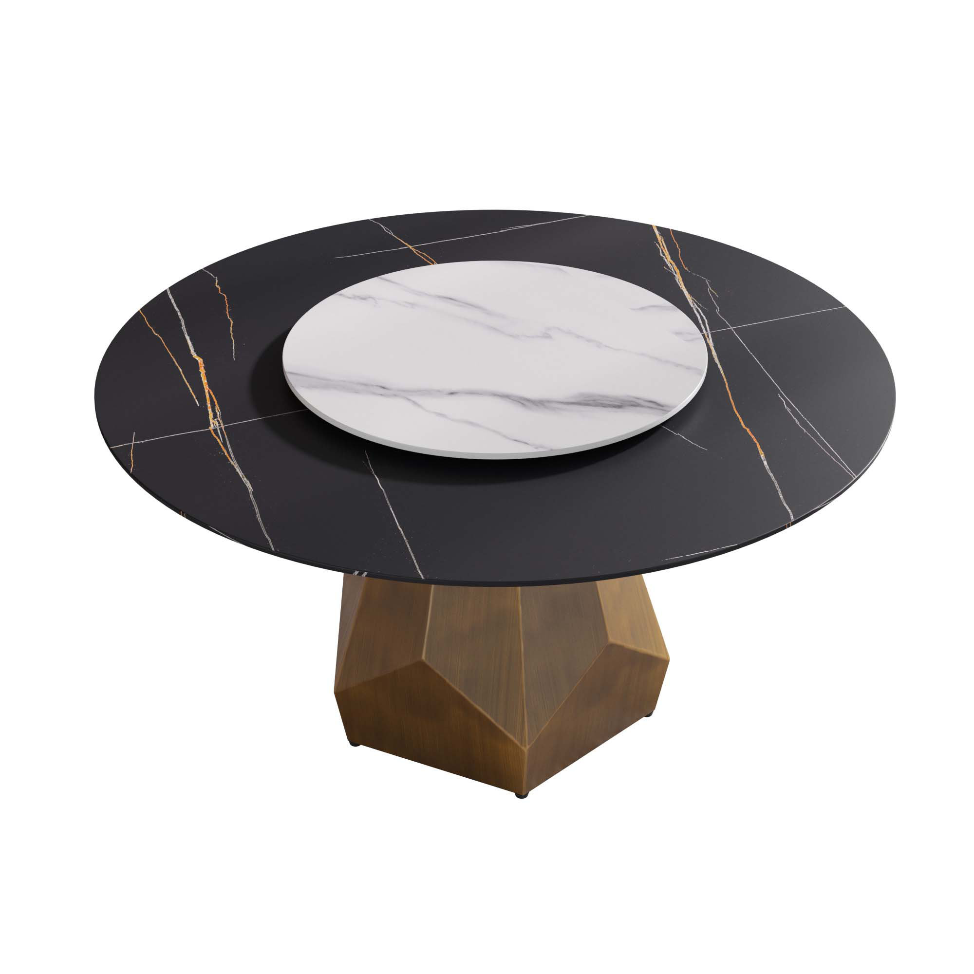 Everly Quinn Round Artificial Marble Dining Table with Artificial Stone ...