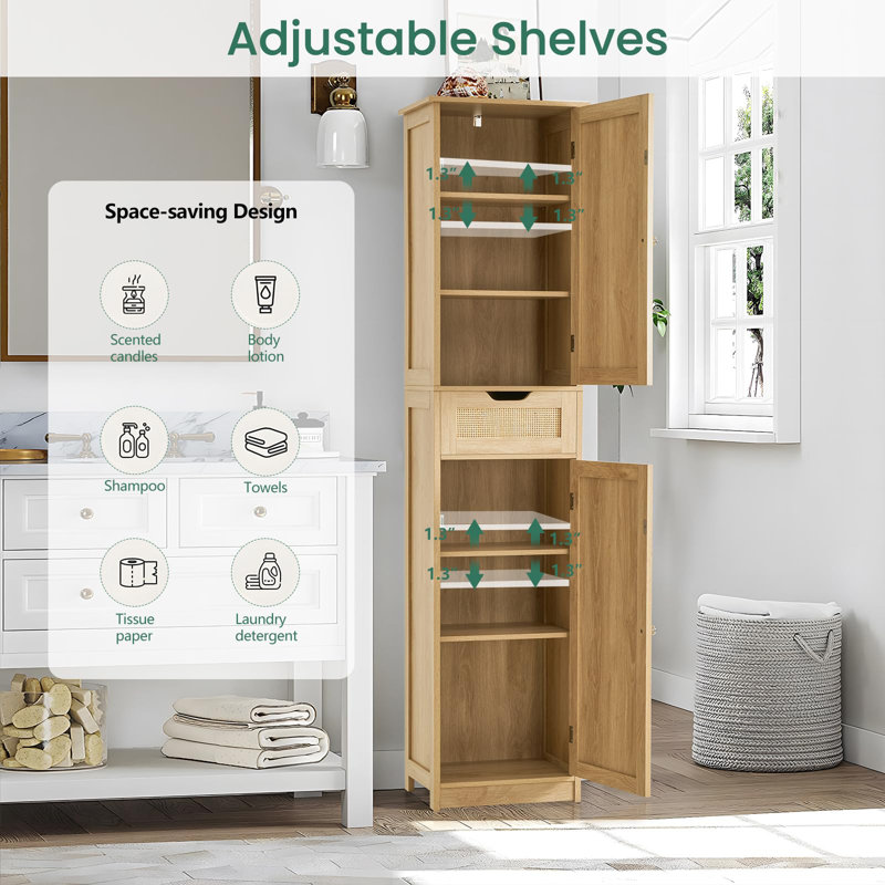 Rattan Storage Cabinet With Adjustable Shelves