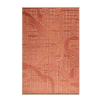 Machine Washable Abstract Pink Area Rug