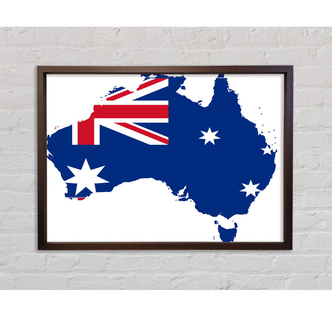 Australien Flagge Karte - Einzelner Bilderrahmen Kunstdrucke auf Leinwand