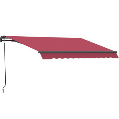 Auvent pare-soleil rouge de 3 m x 2,4 m pour terrasse. Toile imperméable. Structure en aluminium. Manivelle. Utilisation sur terrasse, balcon ou jardin. Fixation multi-surfaces. Abri de terrasse - Pare-soleil anti-chaleur. Manivelle manuelle, structure pour