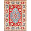 Tapis rouge en laine noué à la main de conception unique 6 pi 6 po x 8 pi 10 po nouvel âge Morciglio