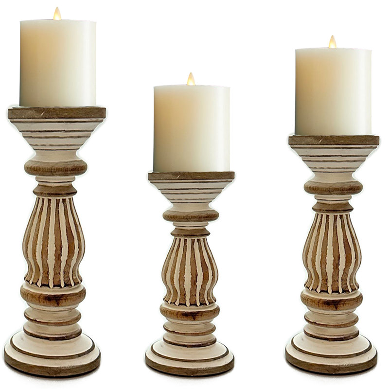 12'' H Solid Wood Tabletop Candlestick