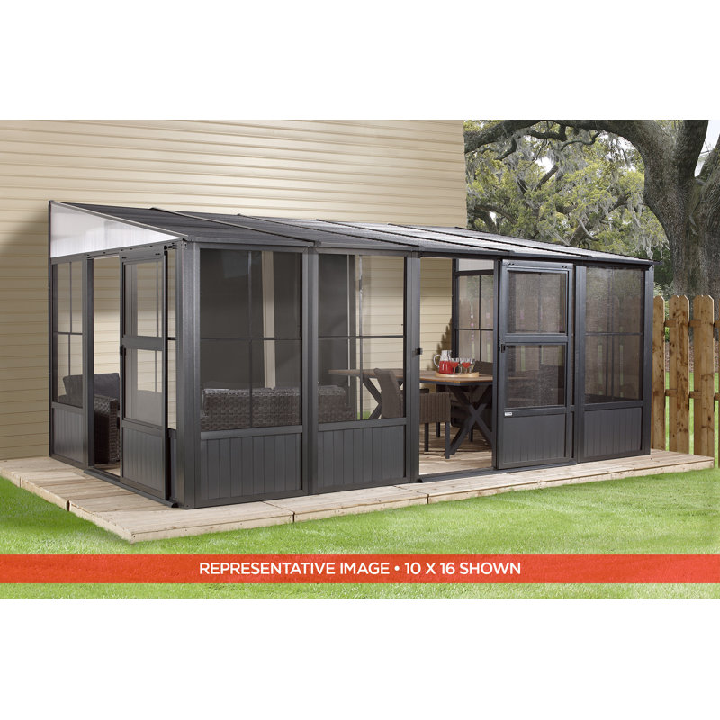 Charleston Wall Solarium 10 Ft. W x 10 Ft. D Metal Patio Gazebo
