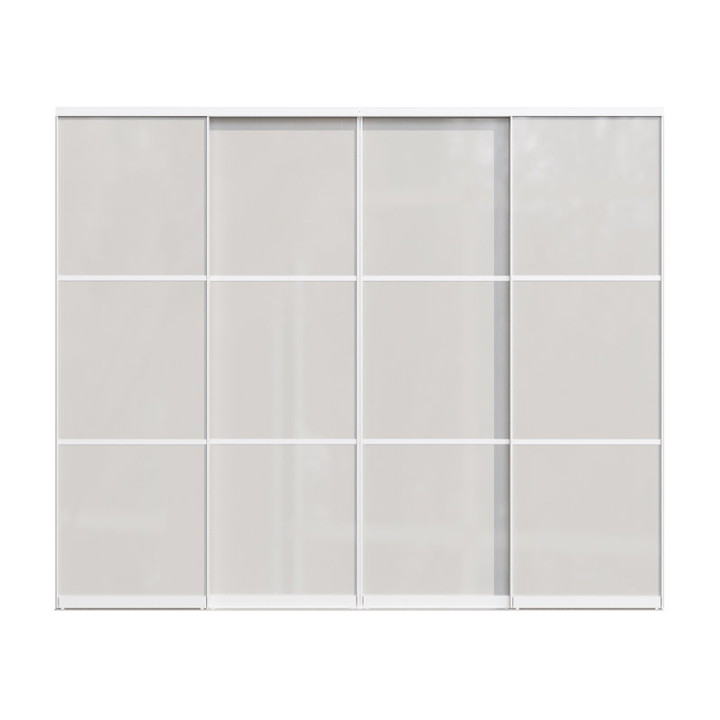 4 panneaux coulissants en aluminium en verre trempé avec portes coulissantes et quincaillerie, 96 po x 80 po