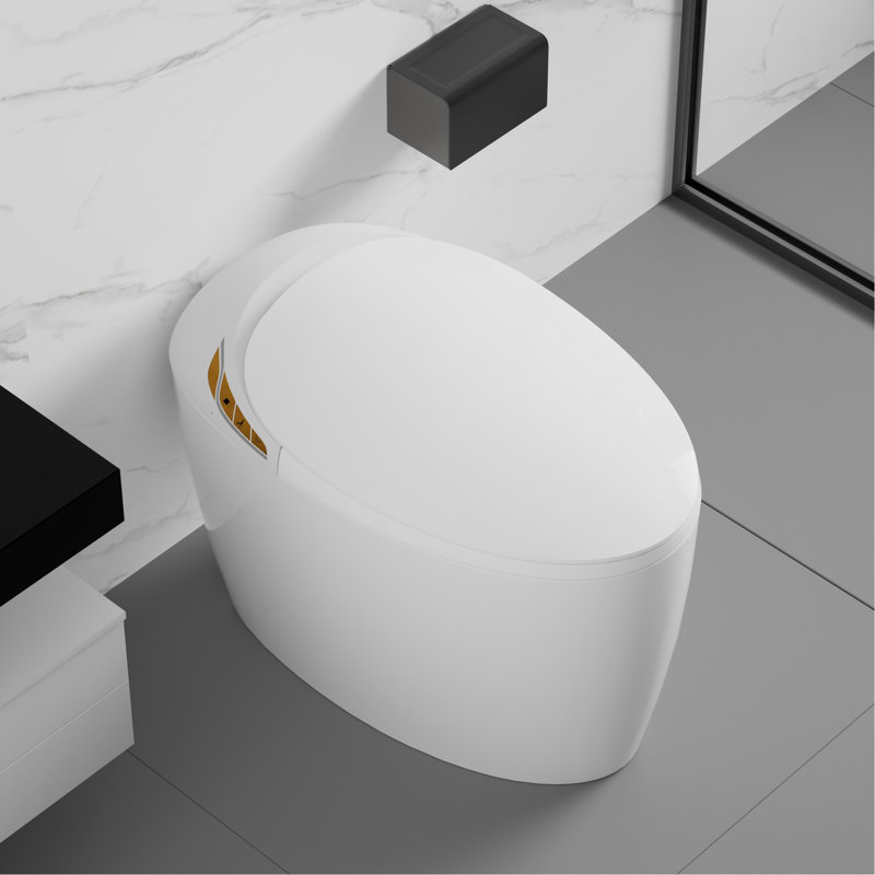 Intelligent Toilet With Bidet, Auto Open/Close System, Foot Sensor, Powerful Flushing, Led Display, Bathroom Fixture Bidet Feature, Seat, Warm Air Dryer, Essential
