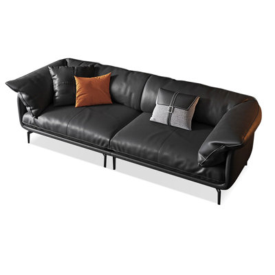 Black Genuine Leather Modular Sofa cushion couch