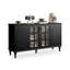 Buffet noir massif + bois manufacturé + verre trempé