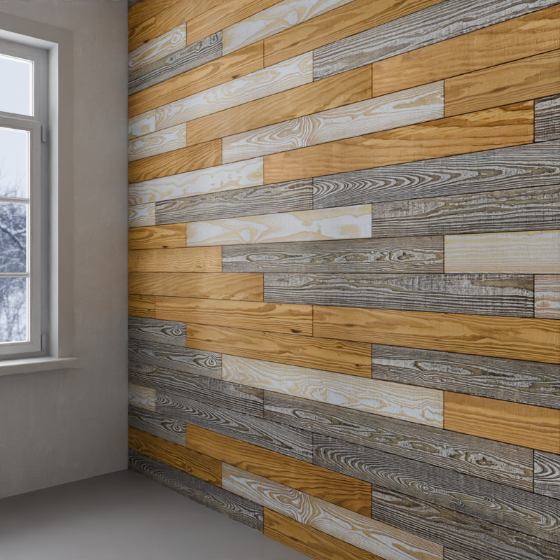 Waal Thermo-Treated 1/4 in. x 5 in. x 4 ft. Warp Resistant Barn Wood Wall Planks (10 sq. ft. per 6-Pack), Gold/Gray/Whitewash
