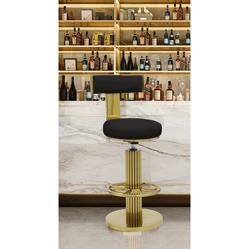 Fabrizio Upholstered Adjustable Stool, Black