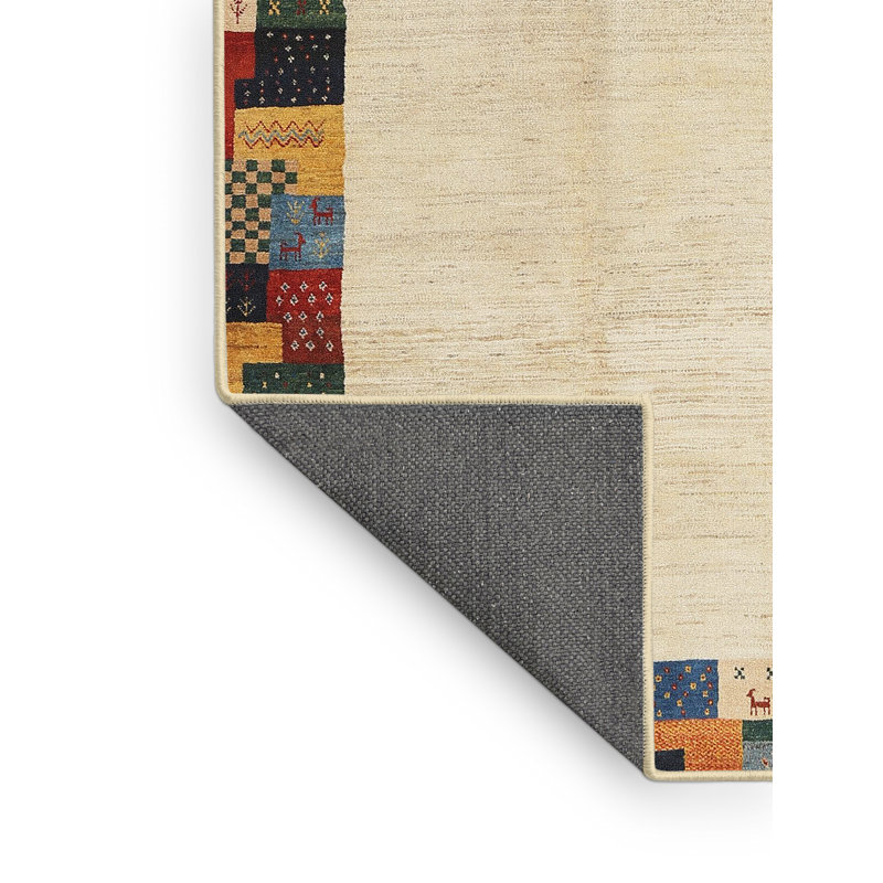 Tapis contemporain beige / jaune, Rectangle 7 pi x 10 pi