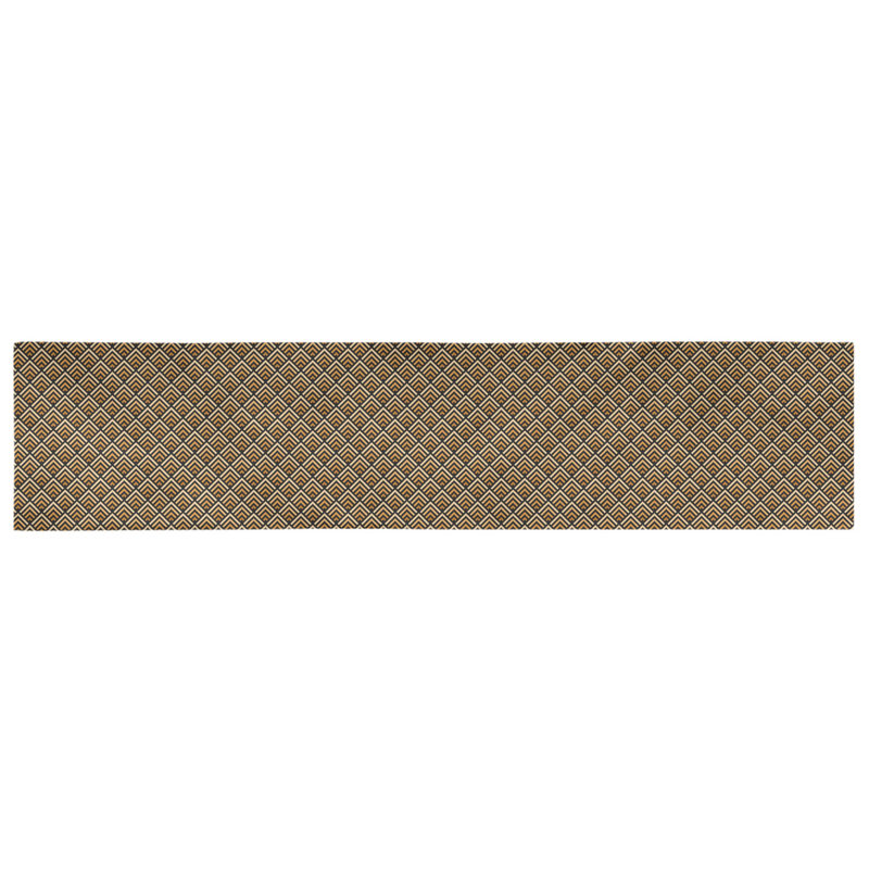 Chemin de table géométrique Avicia, 91,5 po x 17,5 po, Polyester, Noir / Orange