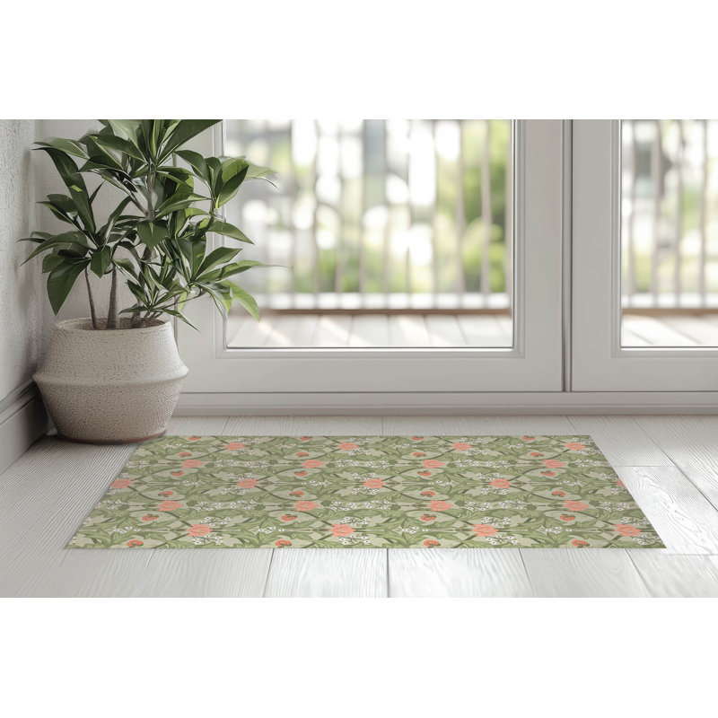 Ogee Leaf Indoor Doormat, Sage, 24" W x 36" L