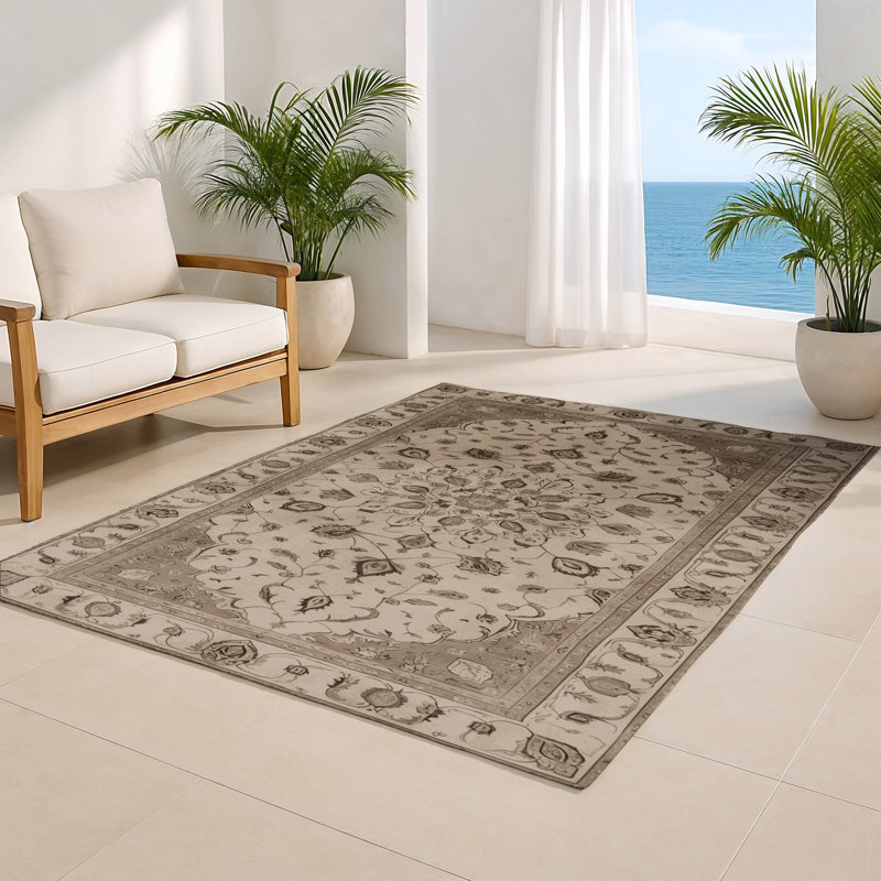 Tapis gris d'intérieur et d'extérieur Tabriz, Rectangulaire 2 pi x 3 pi