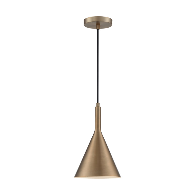 Luminaire suspendu conique à 1 lumière Laroche, Bronze brillant, H 13,29 po x l 7,75 po x P 7,75 po