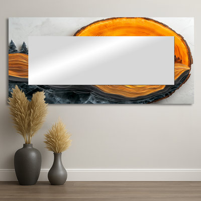 Dar Amber or du soleil rivière de cristal I - art mural miroir forêt décoratif - imprimé sur métal
