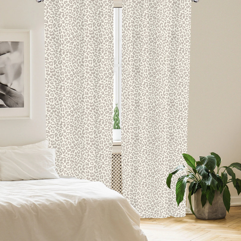 Leopard Animal Print Semi-Sheer Rod Pocket Curtain Panels, 28" x 63"