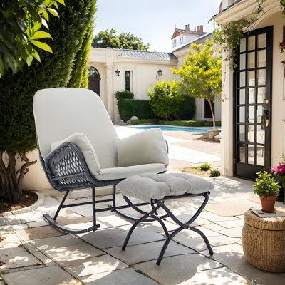 Patio Rocking Chair with Ottoman
