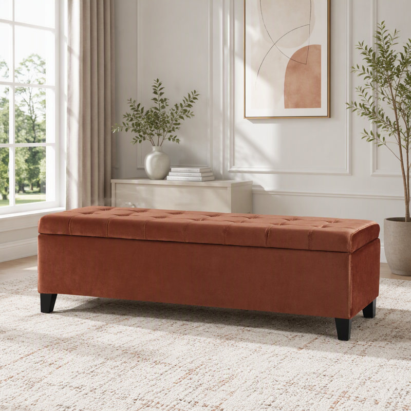 Repose-pieds avec rangement, repose-pieds rectangulaire, banc de rangement rembourré, Blush