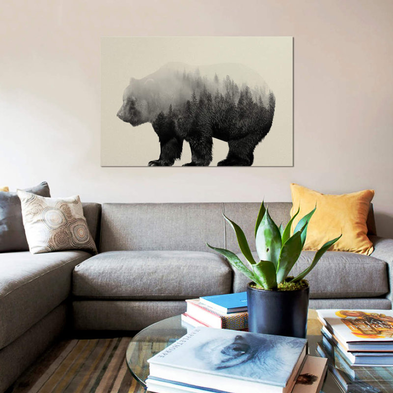Bear In The Mist by Andreas Lie - Wrapped Canvas Print, 101.6 cm H x 66.04 cm W x 3.175 cm D