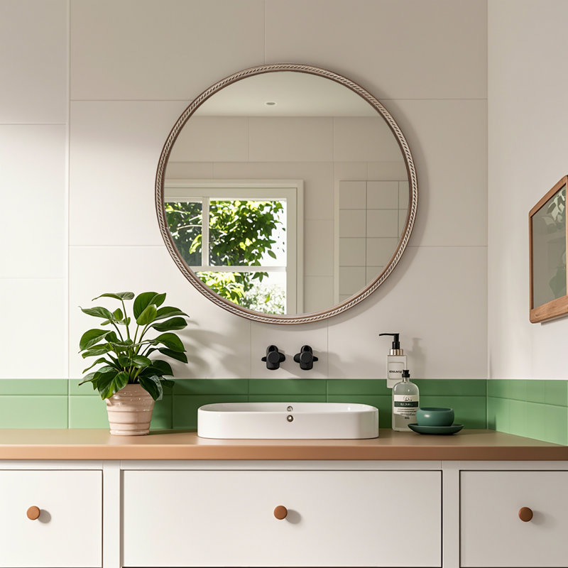 Miroir mural coulissant 23,62 po avec tablettes de rangement en bois à 2 niveaux, miroir à faible encombrement pour meuble-lavabo et chambre à coucher