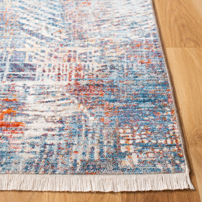Tapis bleu / rouille Curiel, Carré 5 pi