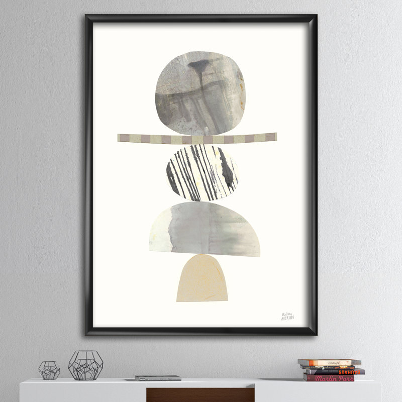 Zev Geometric Balance Neutral I - reproduction d'art sur toile encadrée, H 20 po x l 12 po x P 1po, Cadre noir