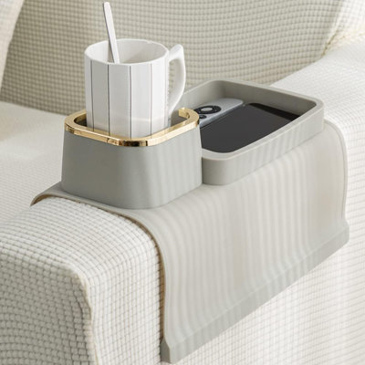 Couch Cup Holder Tray, Elimiko Silicone Anti-Spill and Anti-Slip Couch Drink Holder