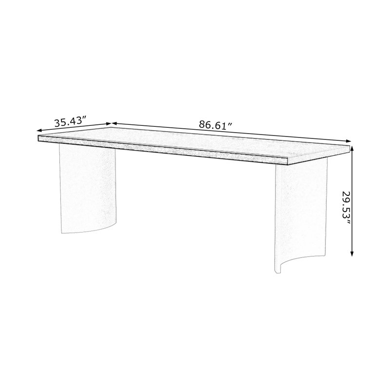 Bureau rectangulaire en bois massif noir, H 29,53 po x l 86,61 po x P 35,43 po