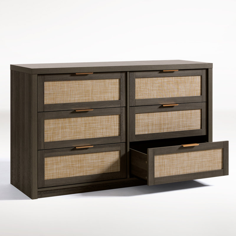 Arianna 52.7" W 6-Drawer Dresser, Midnight Oak