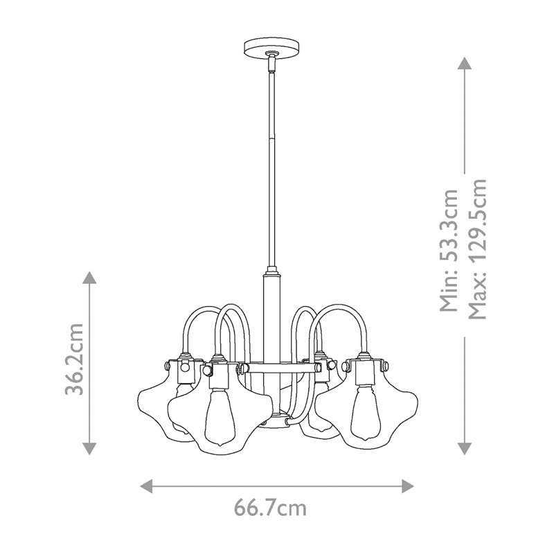 Redfern 4 - Light Shaded Chandelier, Chrome