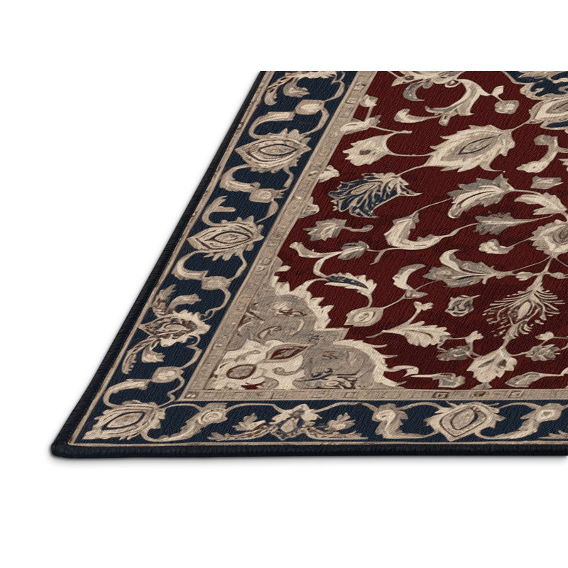 Tapis persan noir lavable à la machine, Carré 3 pi
