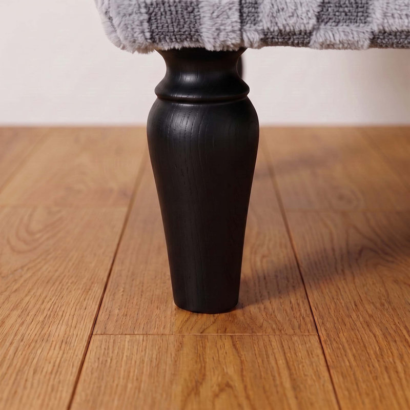 Fauteuil d'appoint en velours côtelé à carreaux avec pattes en bois massif, Velours côtelé gris fumée, Black