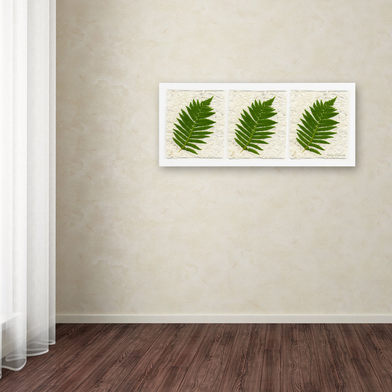 Large Green Ferns on White Canvas Framed Wall Art