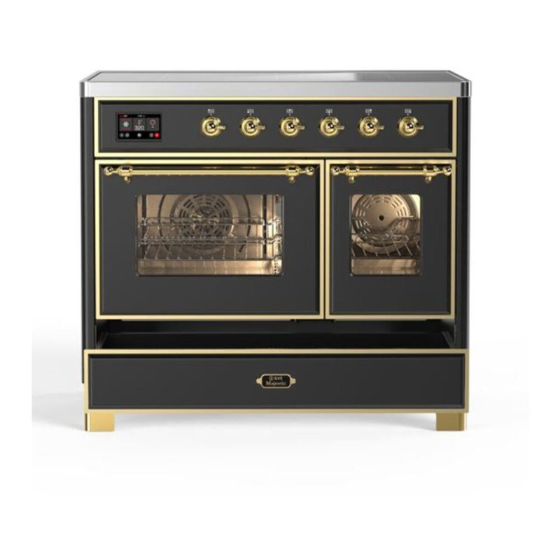 Majestic II 40" Freestanding Induction Range, Matte Graphite/Brass