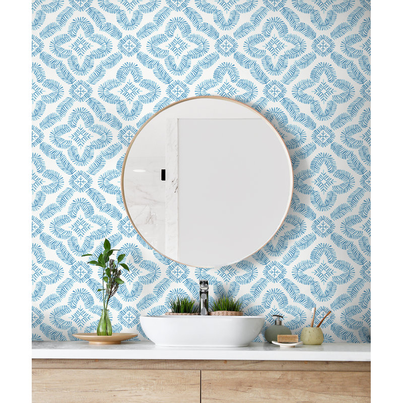 Rouleau de papier peint Brynnae L 27 pi x l 27 po, Bleu aéré