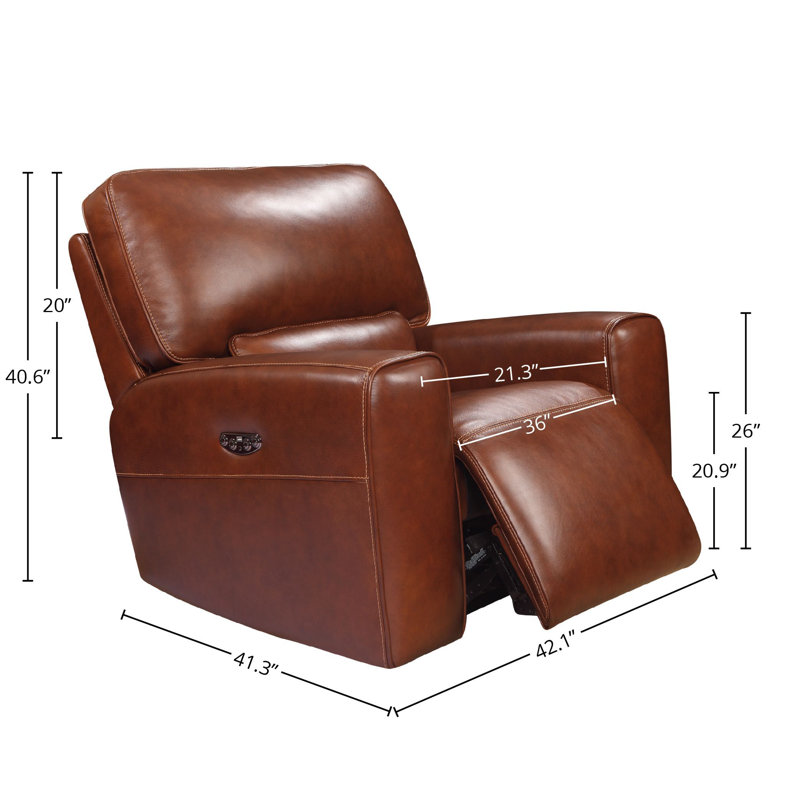 Brown Genuine Leather Power Recliner Loveseat with USB Port