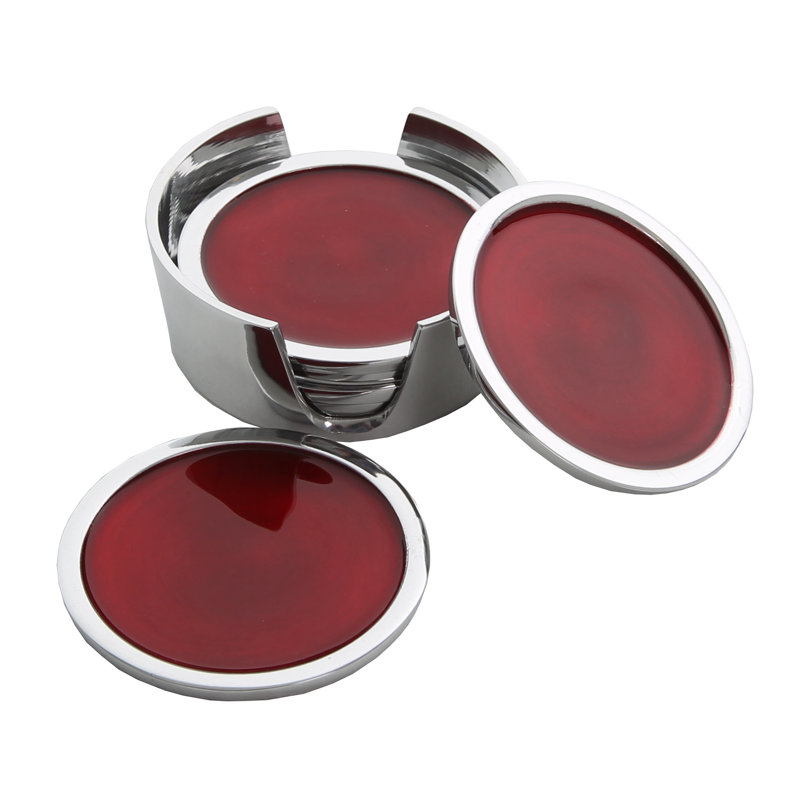 Recycled Aluminium Coasters, Red